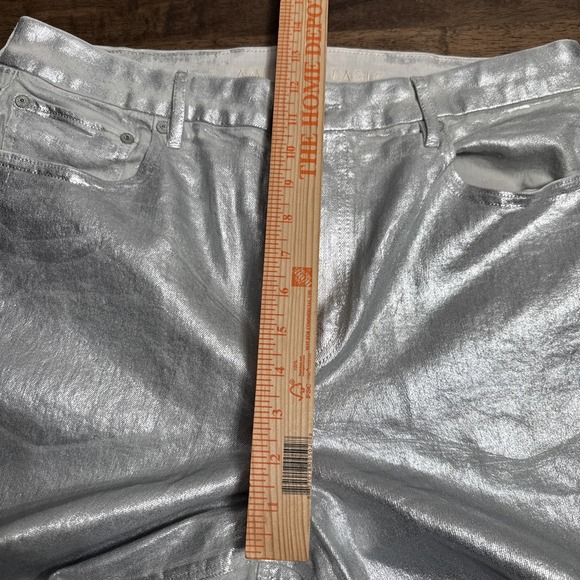American Eagle High Rise Baggy Wide Leg Jeans Silver Metallic 14 Long Spacecore - Picture 11 of 11